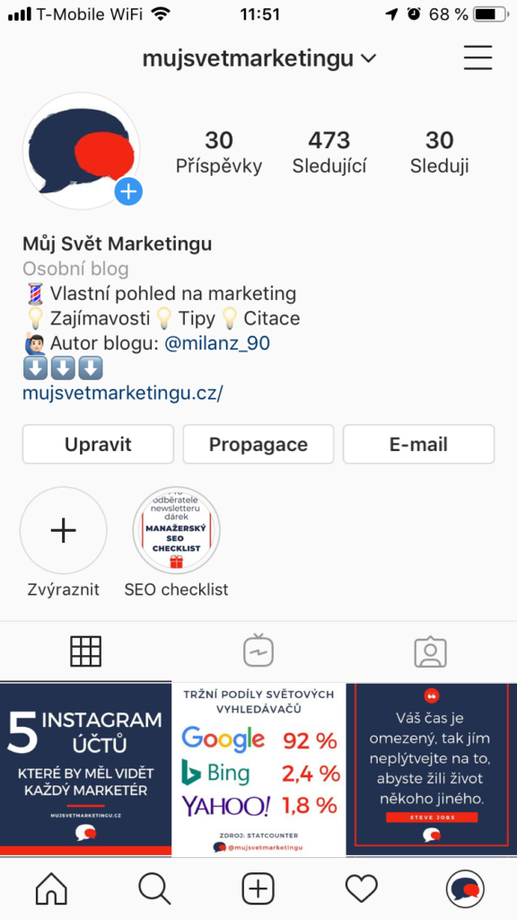 Instagram Můj Svět marketingu