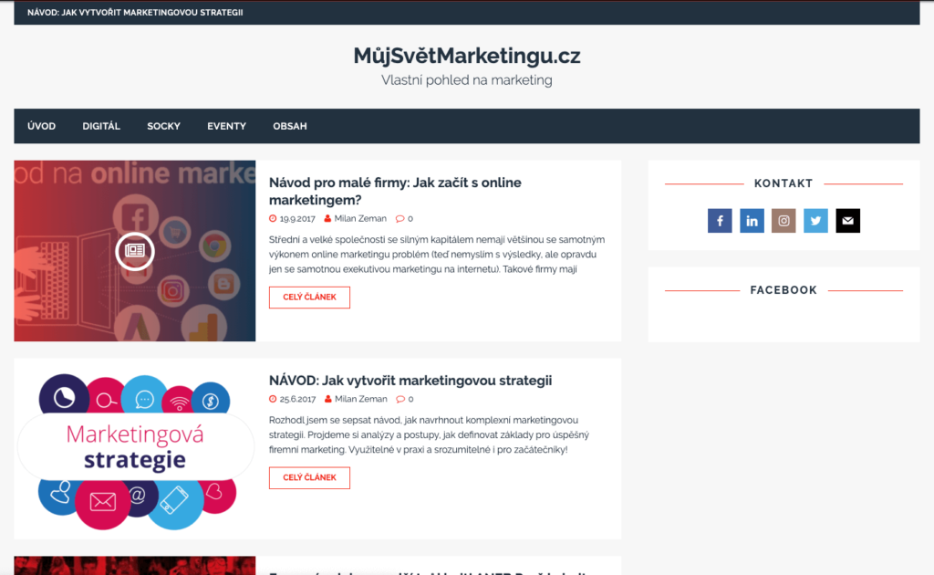 Starý design blogu Mujsvetmarketingu před redesignem